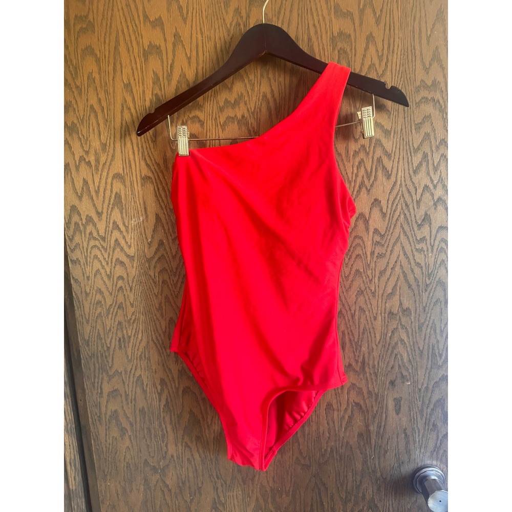 Kona Sol Womens One Shoulder One Piece Swimsuit Red‎ Size Medium 8-10 Ruching